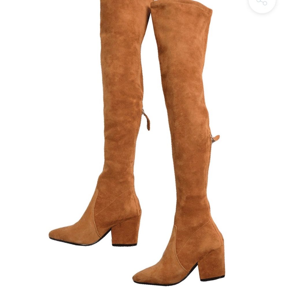 Goodnight Macaroon Tan Suede Over the Knee Boots